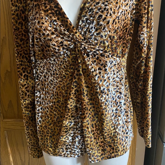 Cache Stretch Velvet Leopard Print Top Size Large - Picture 1 of 8